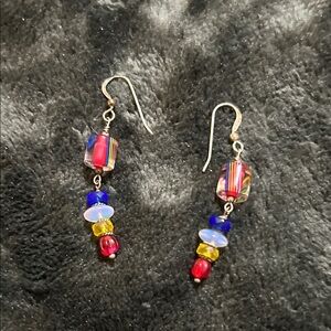 Colorful Glass Bead Dangle Earrings - Multicolor